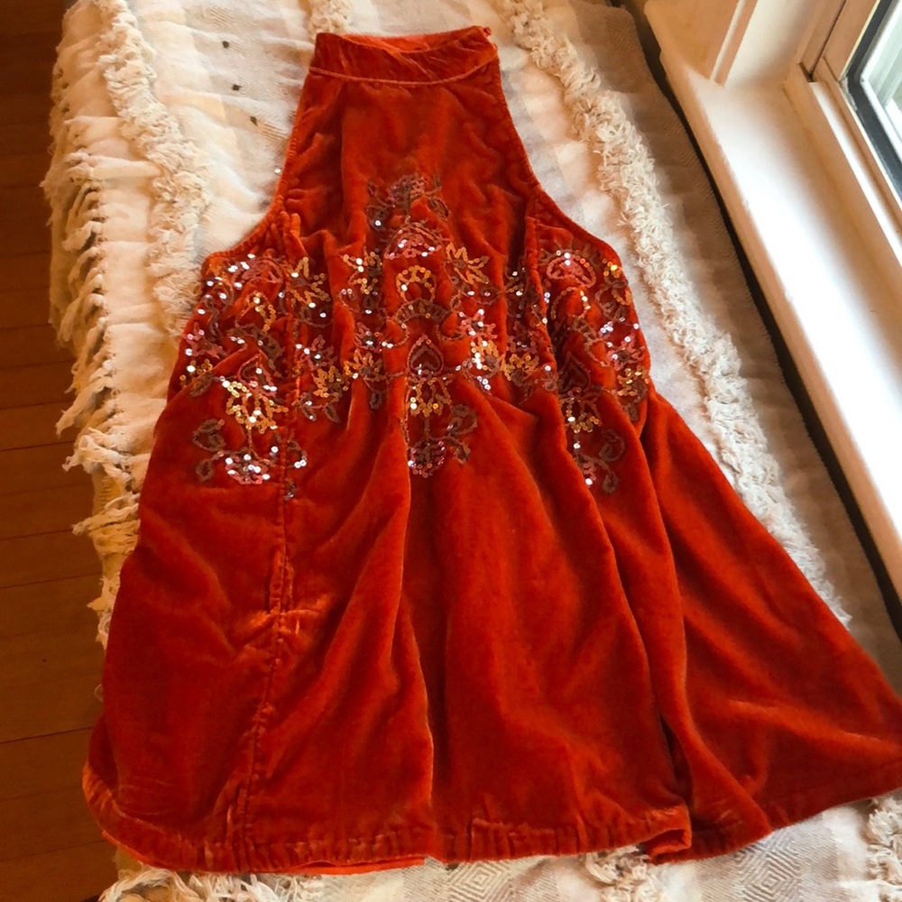 Free people sleeveless velvet trapeze dress